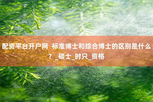 配资平台开户网  标准博士和综合博士的区别是什么？_硕士_时只_资格