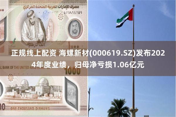正规线上配资 海螺新材(000619.SZ)发布2024年度业绩，归母净亏损1.06亿元