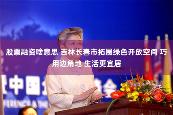 股票融资啥意思 吉林长春市拓展绿色开放空间 巧用边角地 生活更宜居