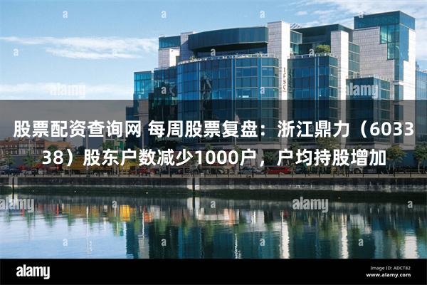 股票配资查询网 每周股票复盘：浙江鼎力（603338）股东户数减少1000户，户均持股增加