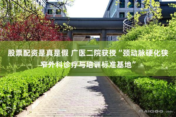 股票配资是真是假 广医二院获授“颈动脉硬化狭窄外科诊疗与培训标准基地”