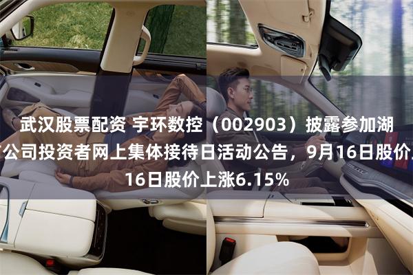 武汉股票配资 宇环数控（002903）披露参加湖南辖区上市公司投资者网上集体接待日活动公告，9月16日股价上涨6.15%