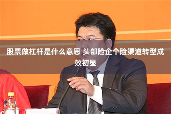 股票做杠杆是什么意思 头部险企个险渠道转型成效初显