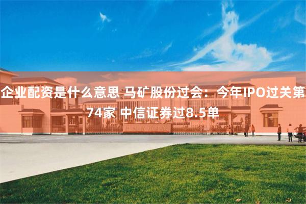 企业配资是什么意思 马矿股份过会：今年IPO过关第74家 中信证券过8.5单