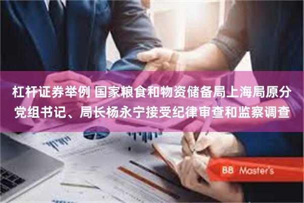 杠杆证券举例 国家粮食和物资储备局上海局原分党组书记、局长杨永宁接受纪律审查和监察调查