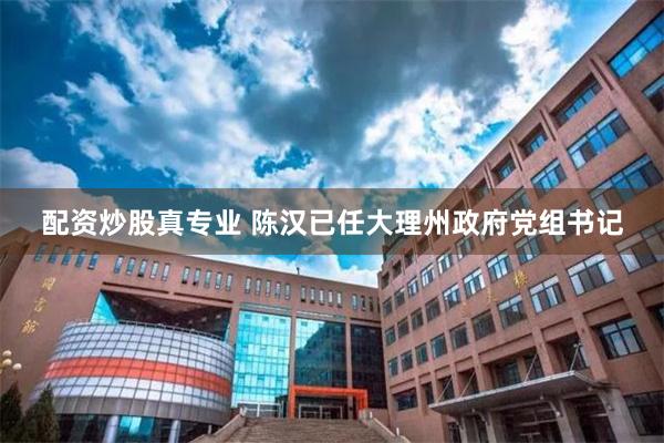 配资炒股真专业 陈汉已任大理州政府党组书记