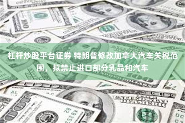 杠杆炒股平台证券 特朗普修改加拿大汽车关税范围，拟禁止进口部分乳品和汽车
